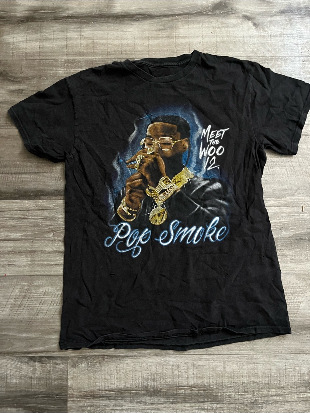 Pop Smoke "Meet the Woo 2" graphic t-shirt featuring an airbrush size small